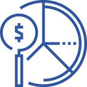 Customised Payment Plan - Pie Chart/Magnifying Glass Icon